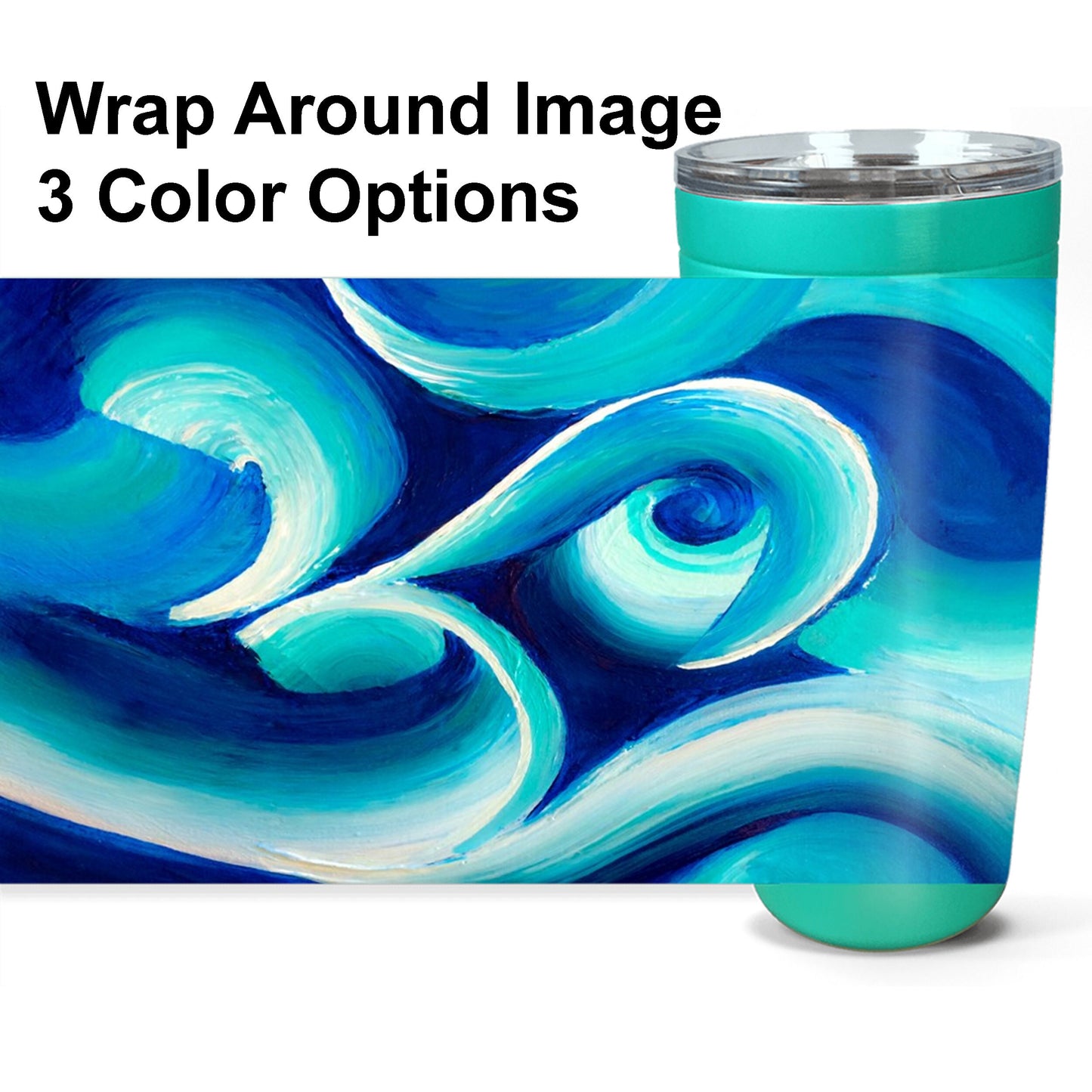 Blue Travel Mug 20oz Insulated Stainless Steel Unique Gift Mug Meditation Travel Mug Blue Artsy Aqua