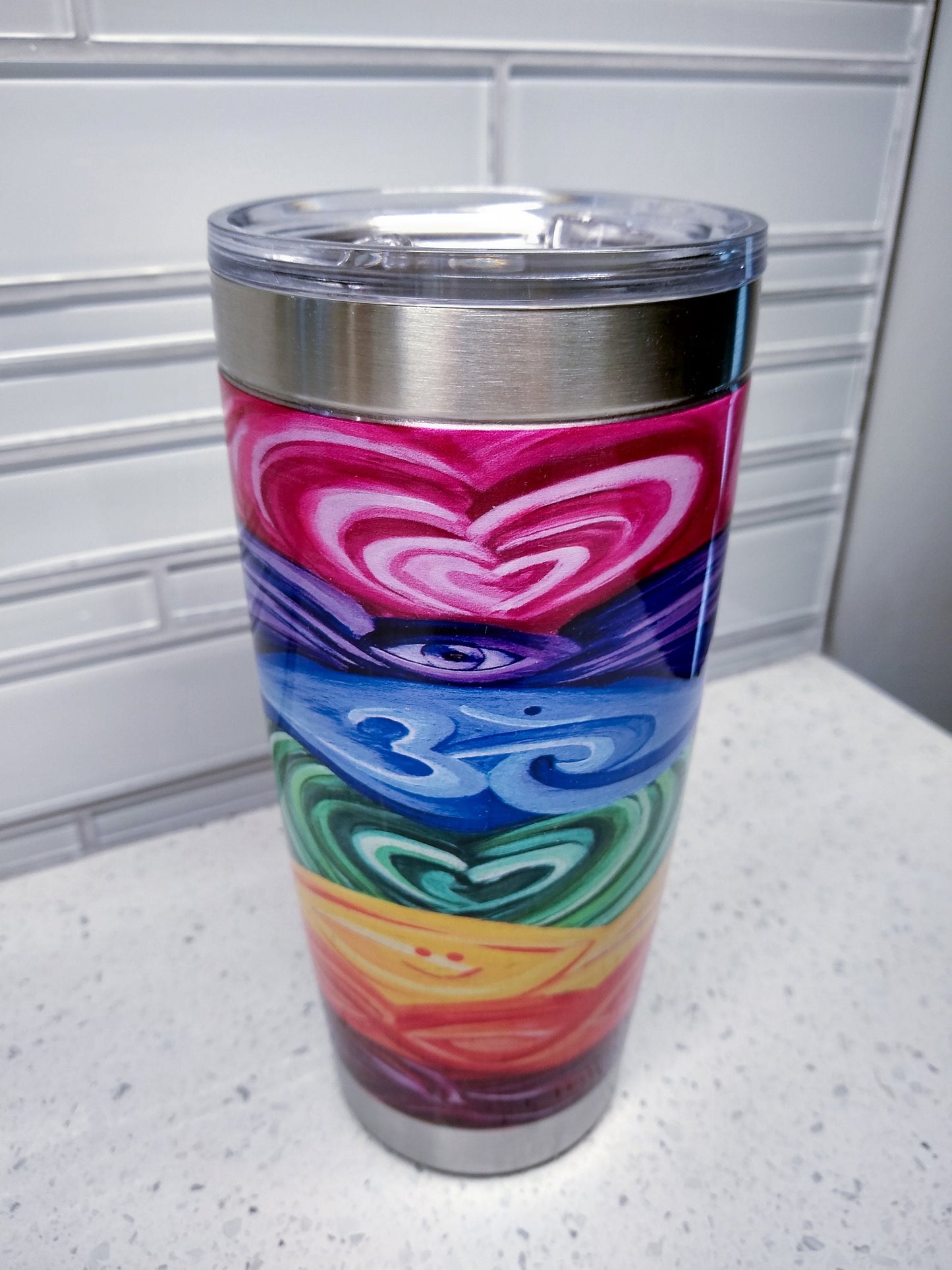 Chakra Travel Mug 20oz Insulated Stainless Steel Unique Gift Spiritual Travel Mug Meditation Yoga Travel Mug Chakras Canteen Chakra Coffee