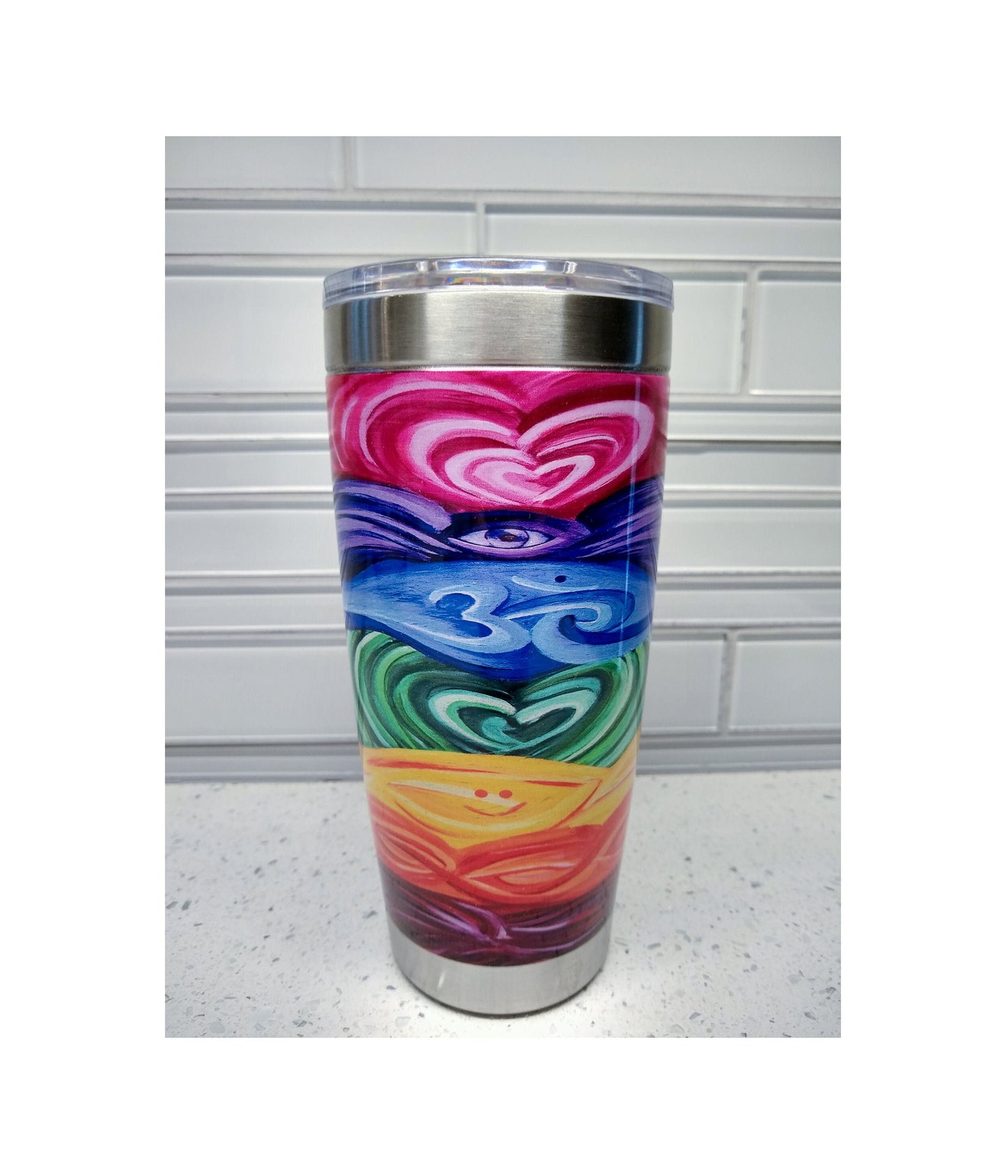 Chakra Travel Mug 20oz Insulated Stainless Steel Unique Gift Spiritual Travel Mug Meditation Yoga Travel Mug Chakras Canteen Chakra Coffee