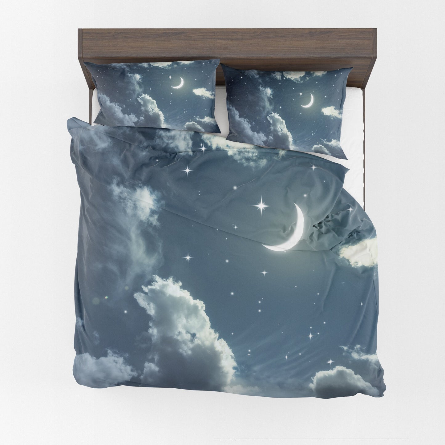 Nights Sky Comforter or Duvet Cover blue bedding moon bedding clouds comforter stars duvet blue comforter moon bedroom decor moon comforter