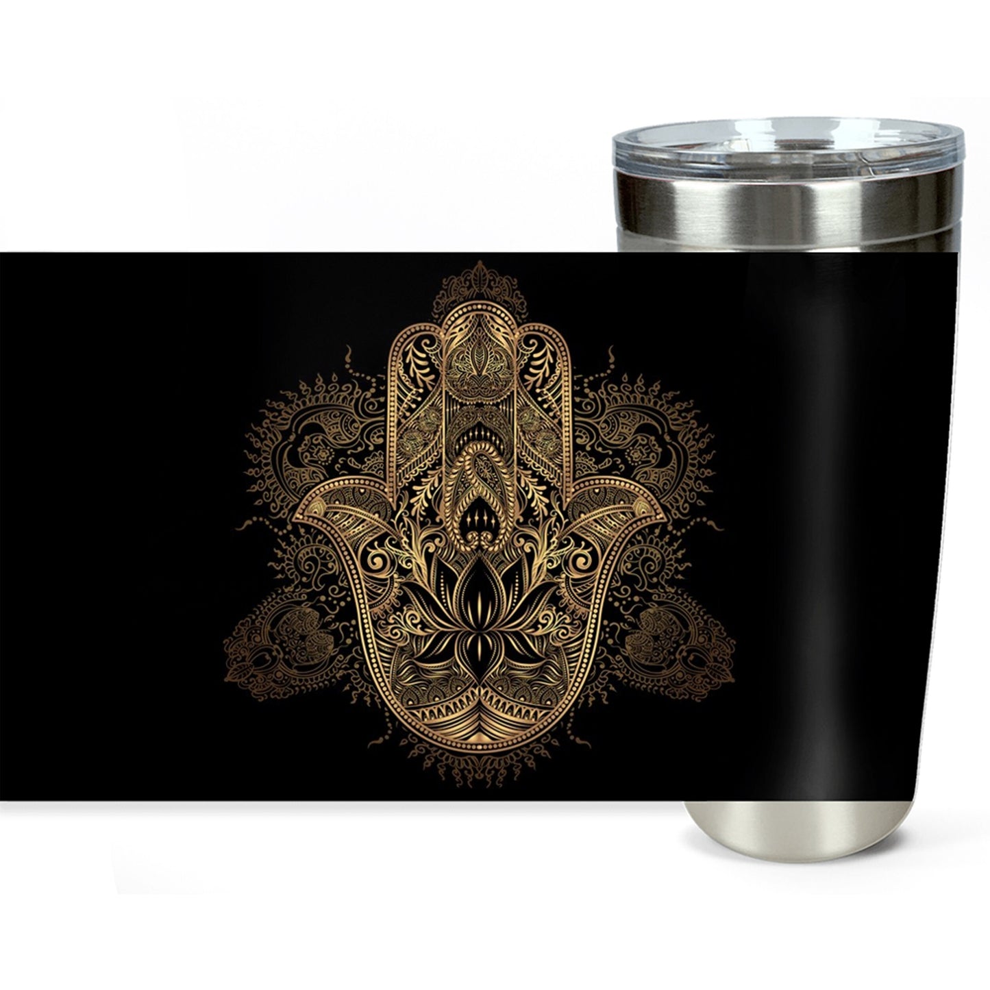 Hasma Hand Of Fatima Travel Mug 20oz Insulated Stainless Steel Travel Mug Unique Gift Spiritual Travel Mug Meditation Hasma Tumbler Black