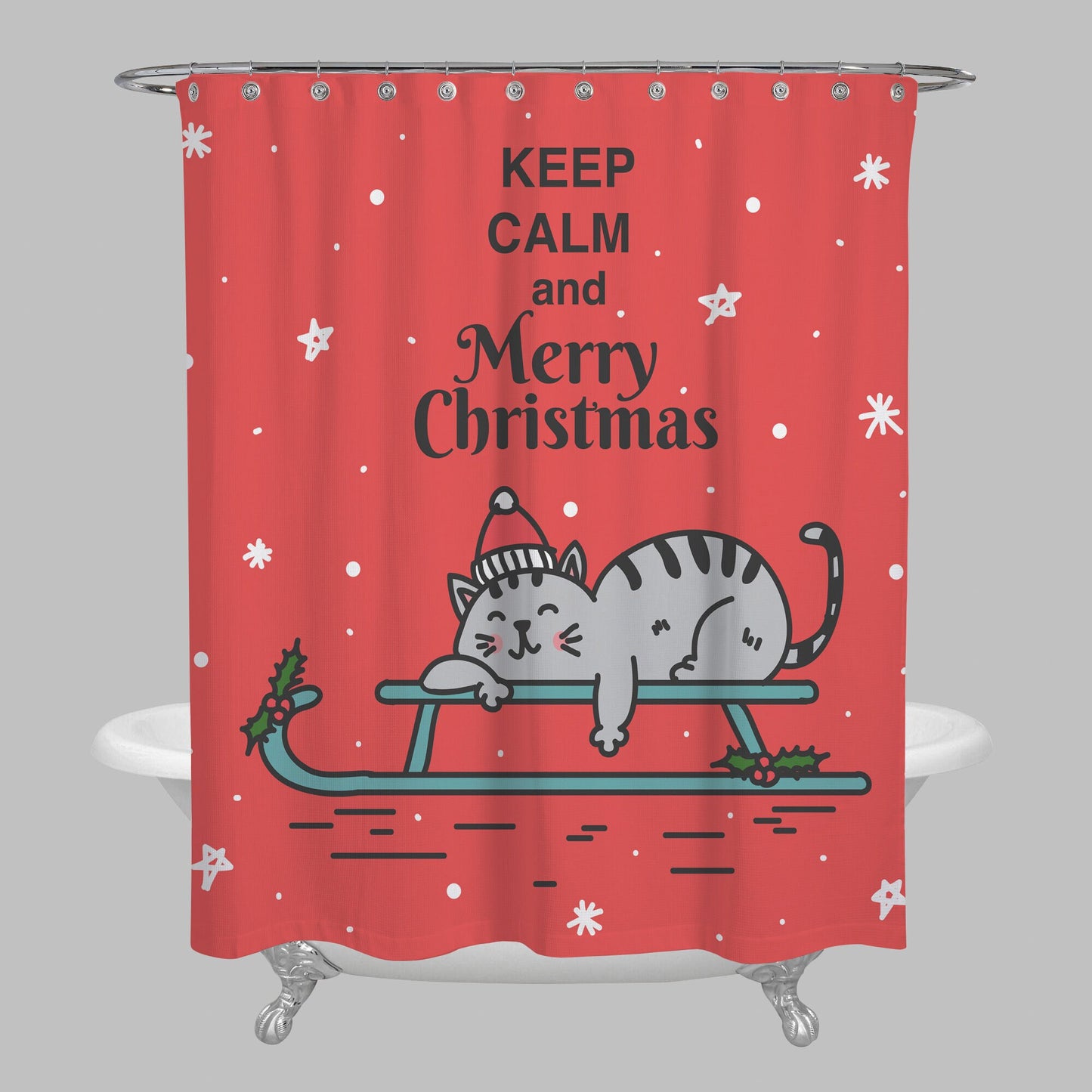 Keep Calm Christmas Red Shower curtain cat bathmat cute xmas bath decor keep calm shower curtains christmas rugs red christmas bath decor