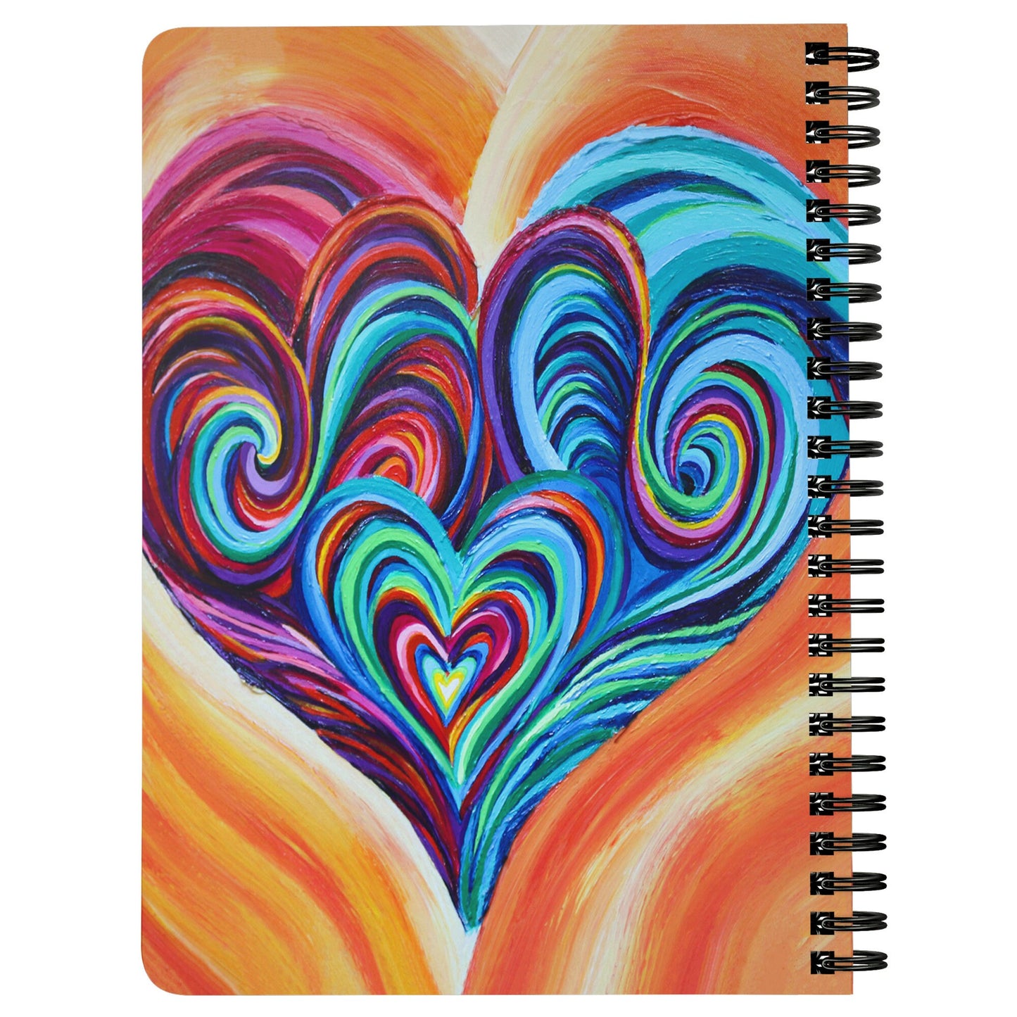 Hearts Spiral Notebook hearts Journal heart diary psychadelic Notepad Unique Gift Rainbow Cheap Gifts Cute Artsy Gift colorful notebooks