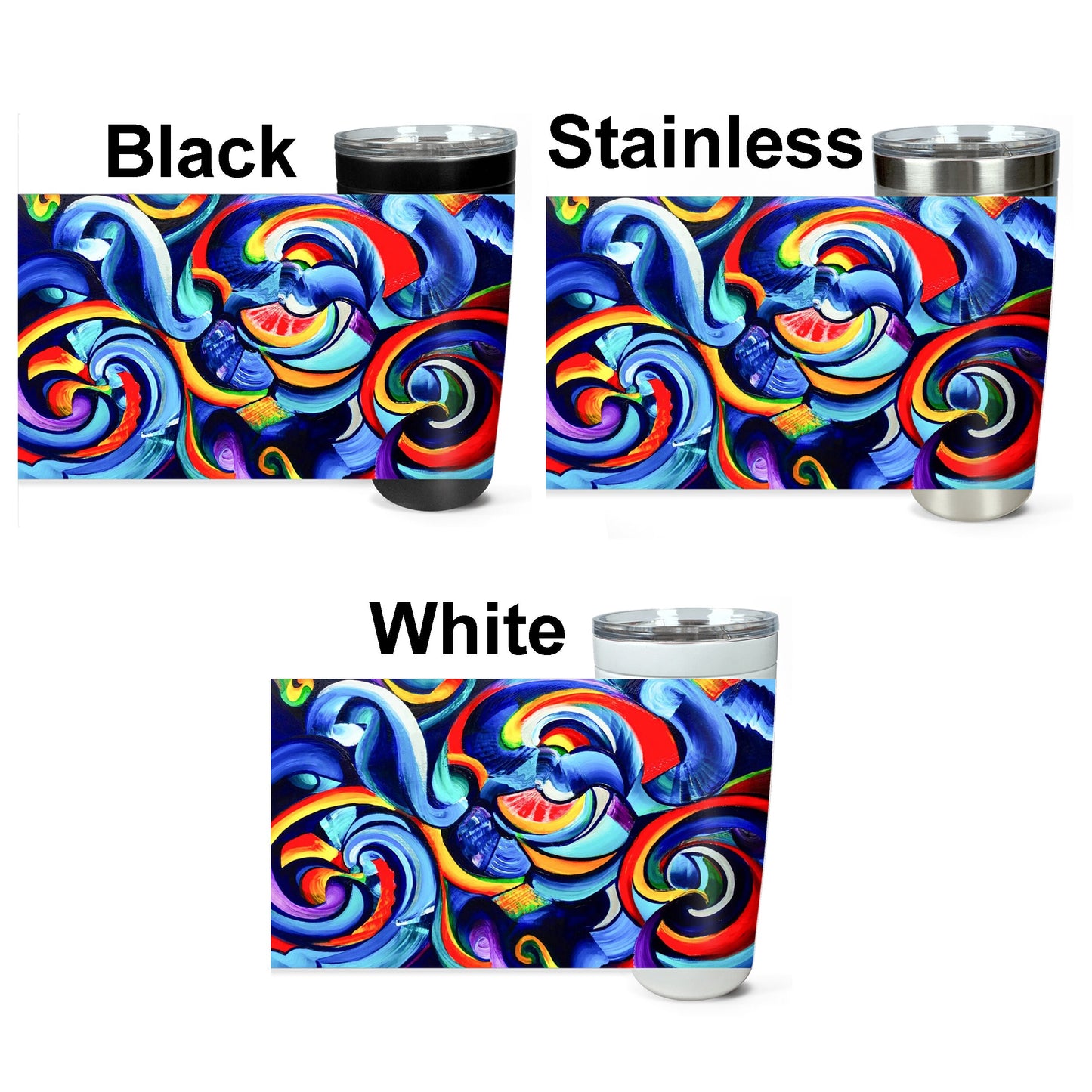 Colorful Abstract Travel Mug 20oz Insulated Stainless Steel Abstract Art Travel Mug Unique Gift Artsy Travel Mug Psychadelic Coffee Mug
