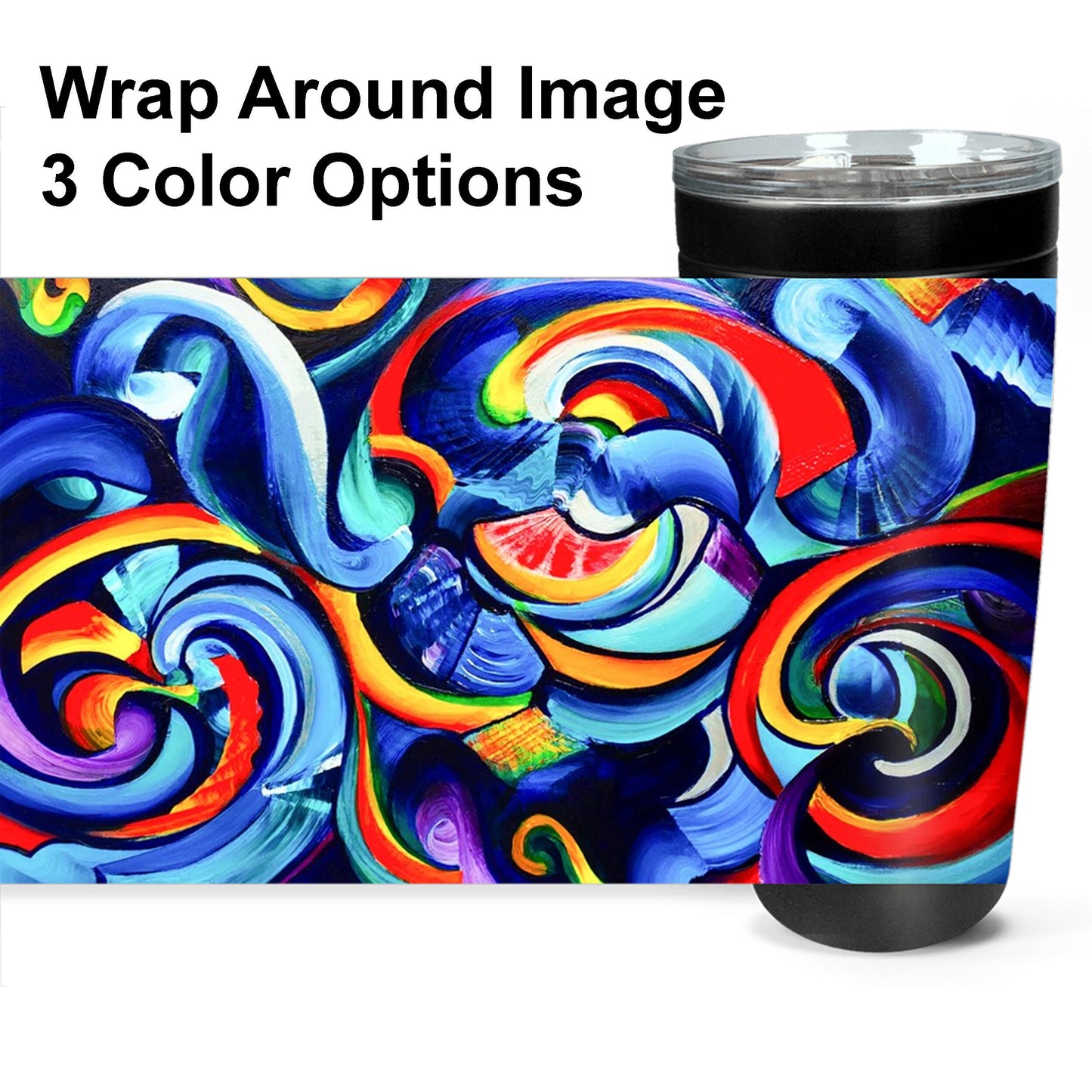 Colorful Abstract Travel Mug 20oz Insulated Stainless Steel Abstract Art Travel Mug Unique Gift Artsy Travel Mug Psychadelic Coffee Mug