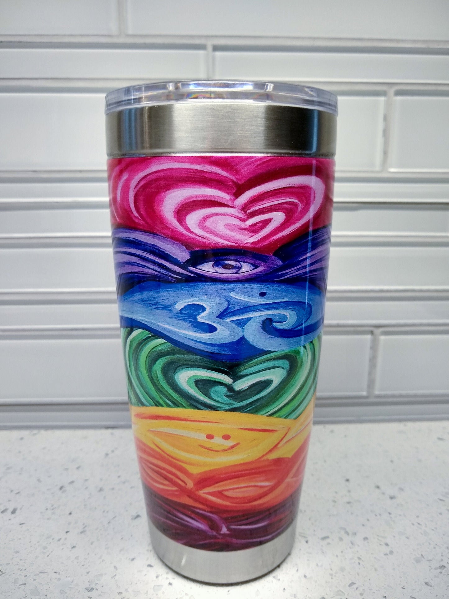 Chakra Travel Mug 20oz Insulated Stainless Steel Unique Gift Spiritual Travel Mug Meditation Yoga Travel Mug Chakras Canteen Chakra Coffee