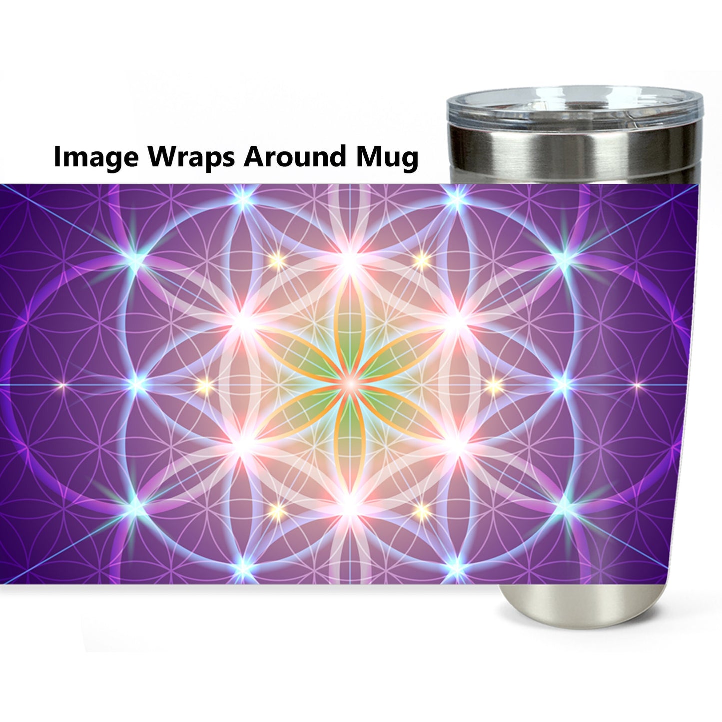 Purple Flower Of Life Travel Mug 20oz Insulated Stainless Steel Unique Gift Spiritual Travel Mug Yoga Travel Mug Sacred Geometry Tumbler