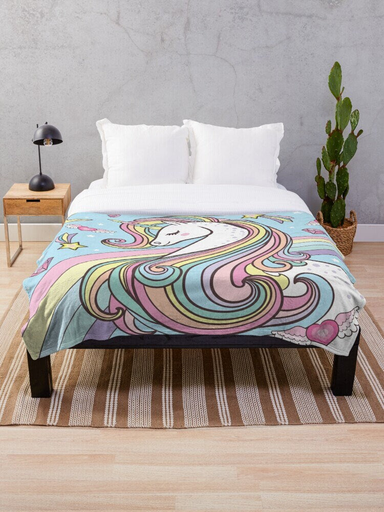 Unicorn Blanket girly blanket kids blanket blue girls throw blanket Colorful Kids Baby blanket rainbow Throw Blanket soft unicorn blankets