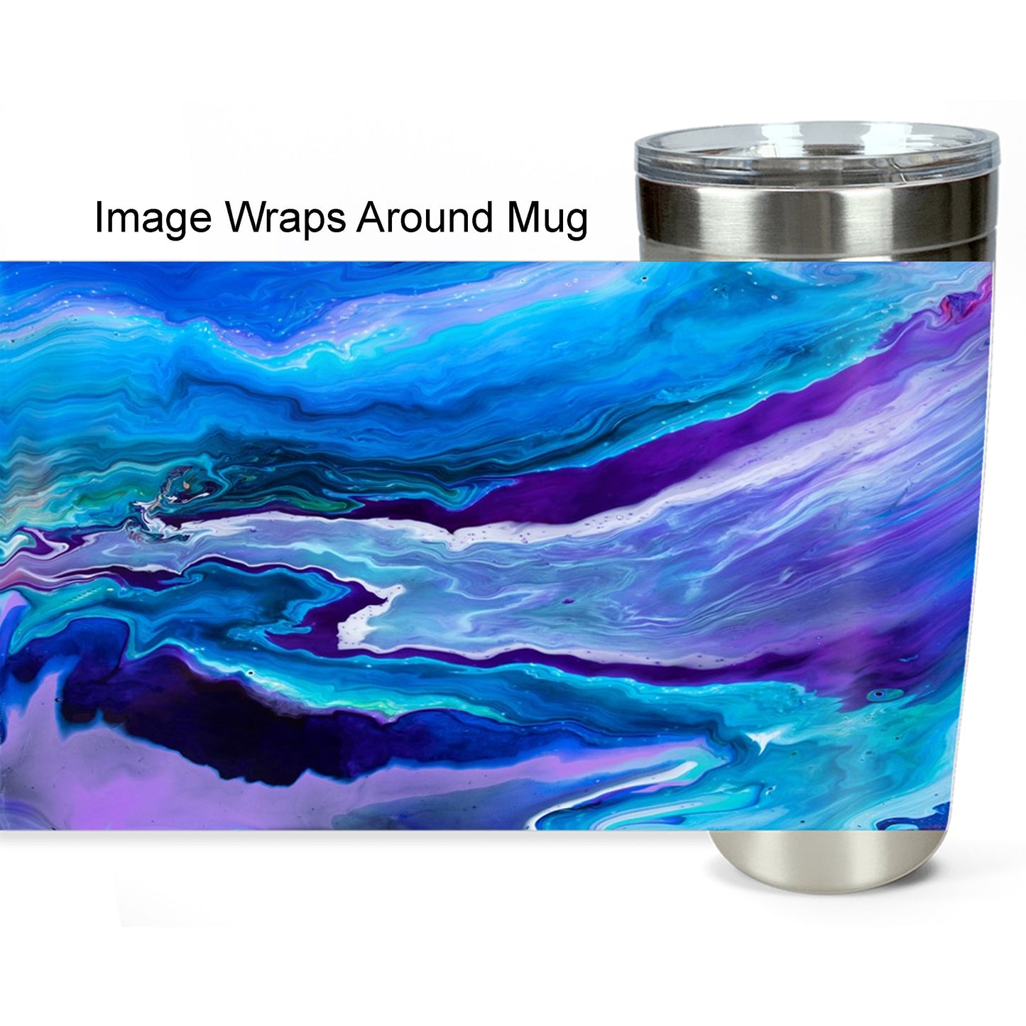 Blue Travel Mug 20oz Insulated Stainless Steel Mugs abstract art Unique Gift Trippy Travel Psychedelic Tumbler Aqua Mugs Artsy Travel Mug