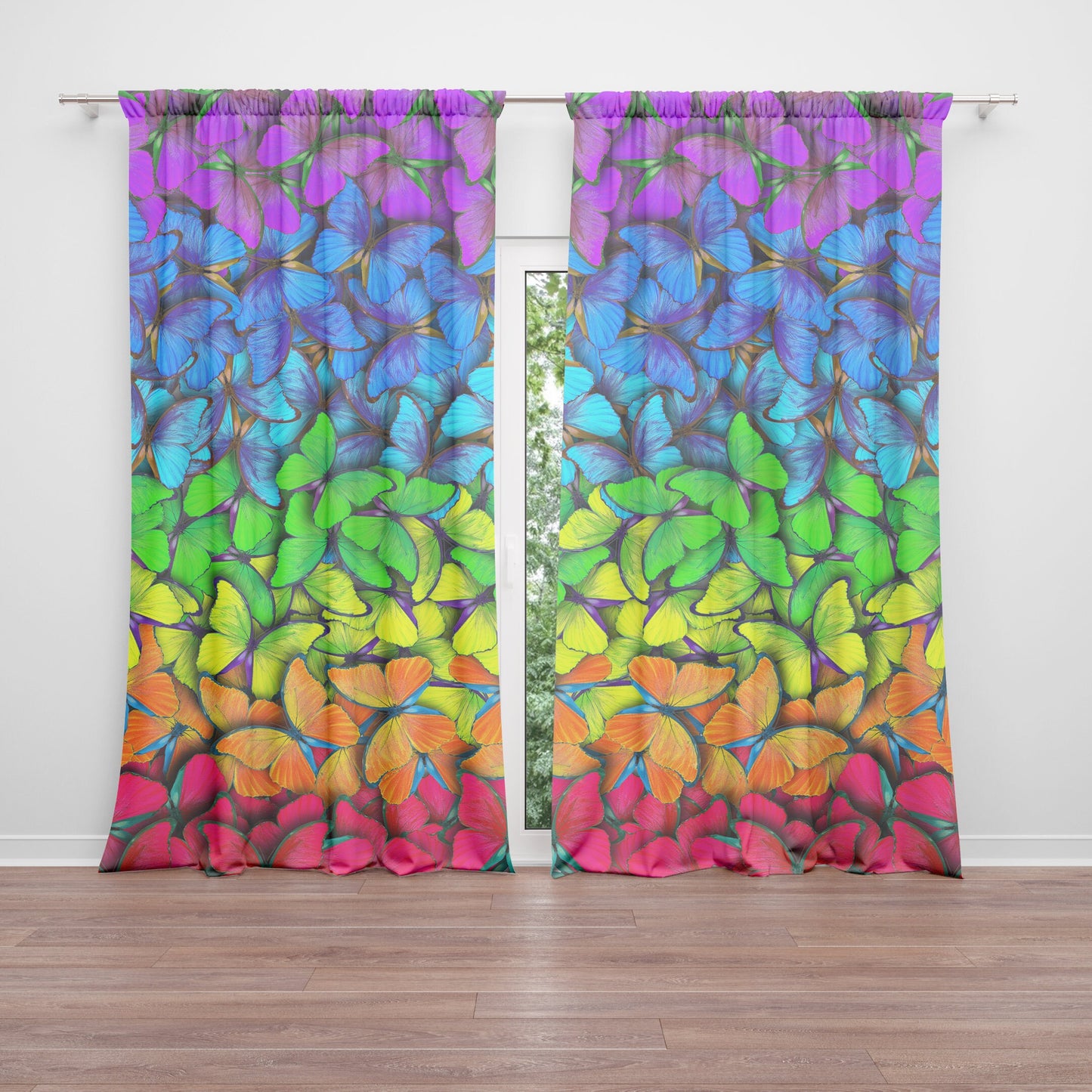 Butterfly Window Curtain colorful Drapery Curtain Panels gay rainbow window treatment butterfly window curtains butterflies kids curtains