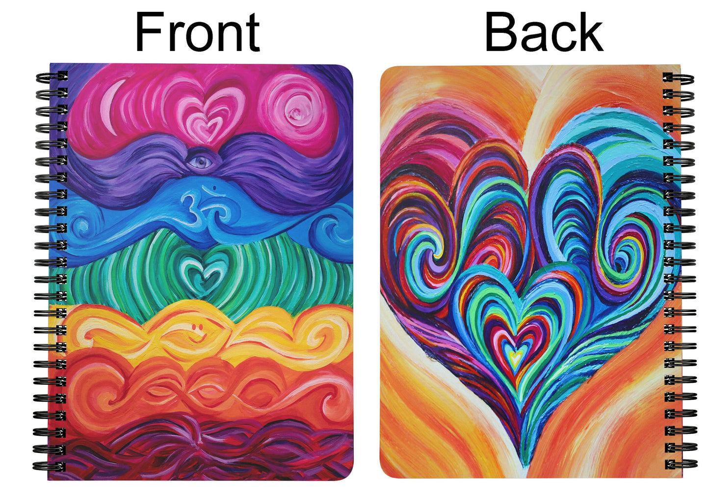 Chakra Hearts Spiral Notebook chakras Journal heart diary spiritual Notepad Unique Gift Rainbow Cheap Gifts Cute Artsy Gift colorful