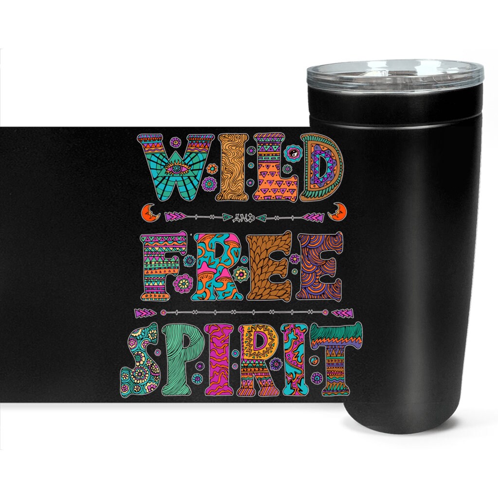 Wild & Free Spirit 20oz Insulated Stainless Steel Travel Mug Unique Gift Spiritual Travel Mug Hippy Travel Mug Free Spirit Tumbler White