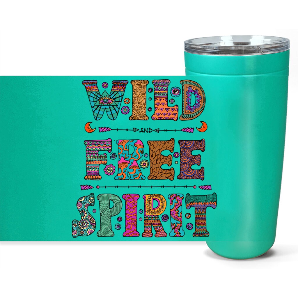 Wild & Free Spirit 20oz Insulated Stainless Steel Travel Mug Unique Gift Spiritual Travel Mug Hippy Travel Mug Free Spirit Tumbler White