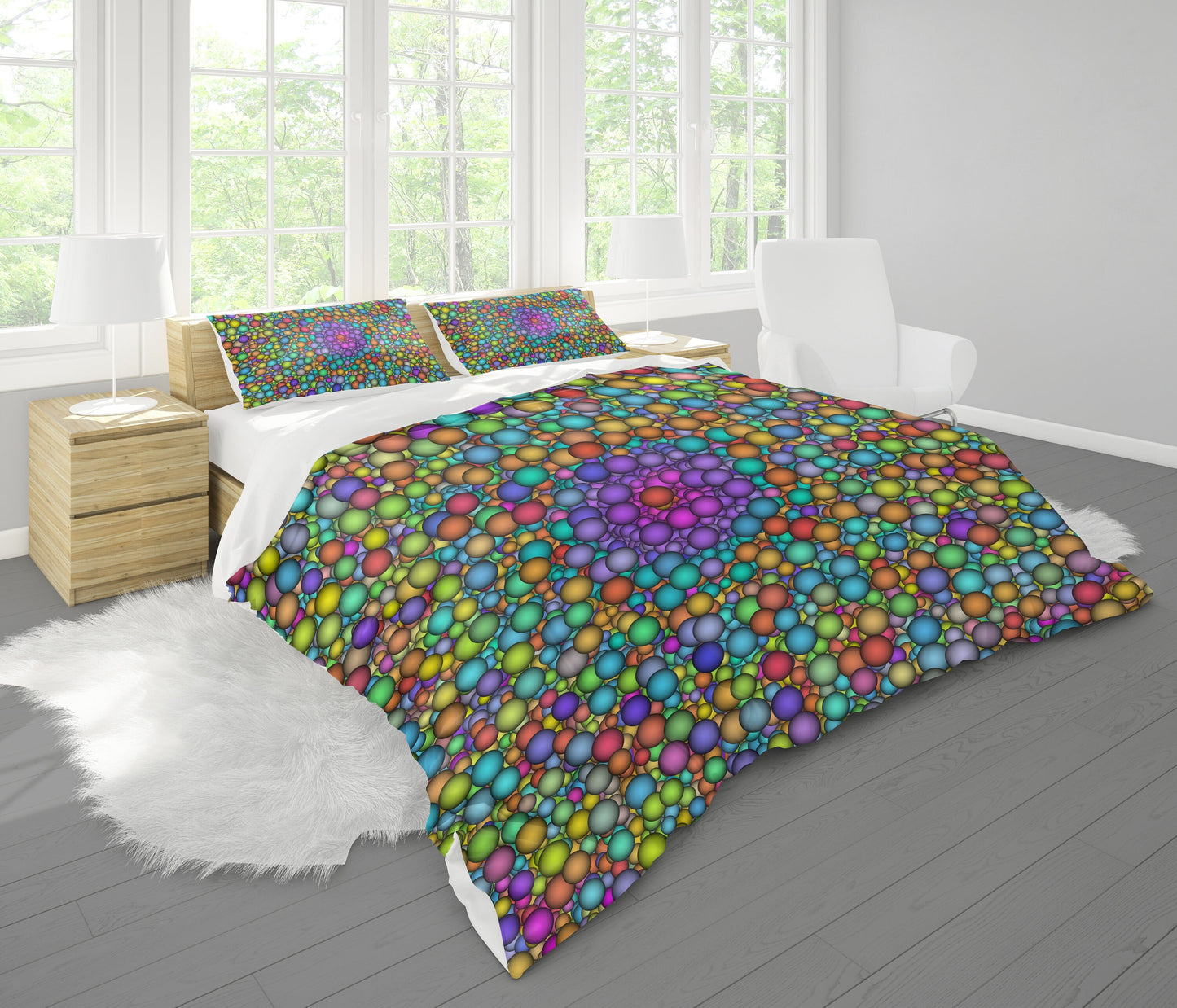 Colorful Ball Mandala Comforter or Duvet Cover mandalas bedding circle bedding psychadelic comforter fractals comforter bright