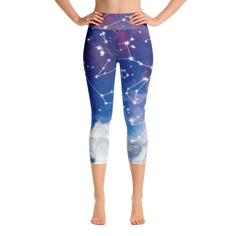 Star Constellations yoga pants starmap legging yoga pants purple capri or ankle length blue leggings celestial pants constellation spandex