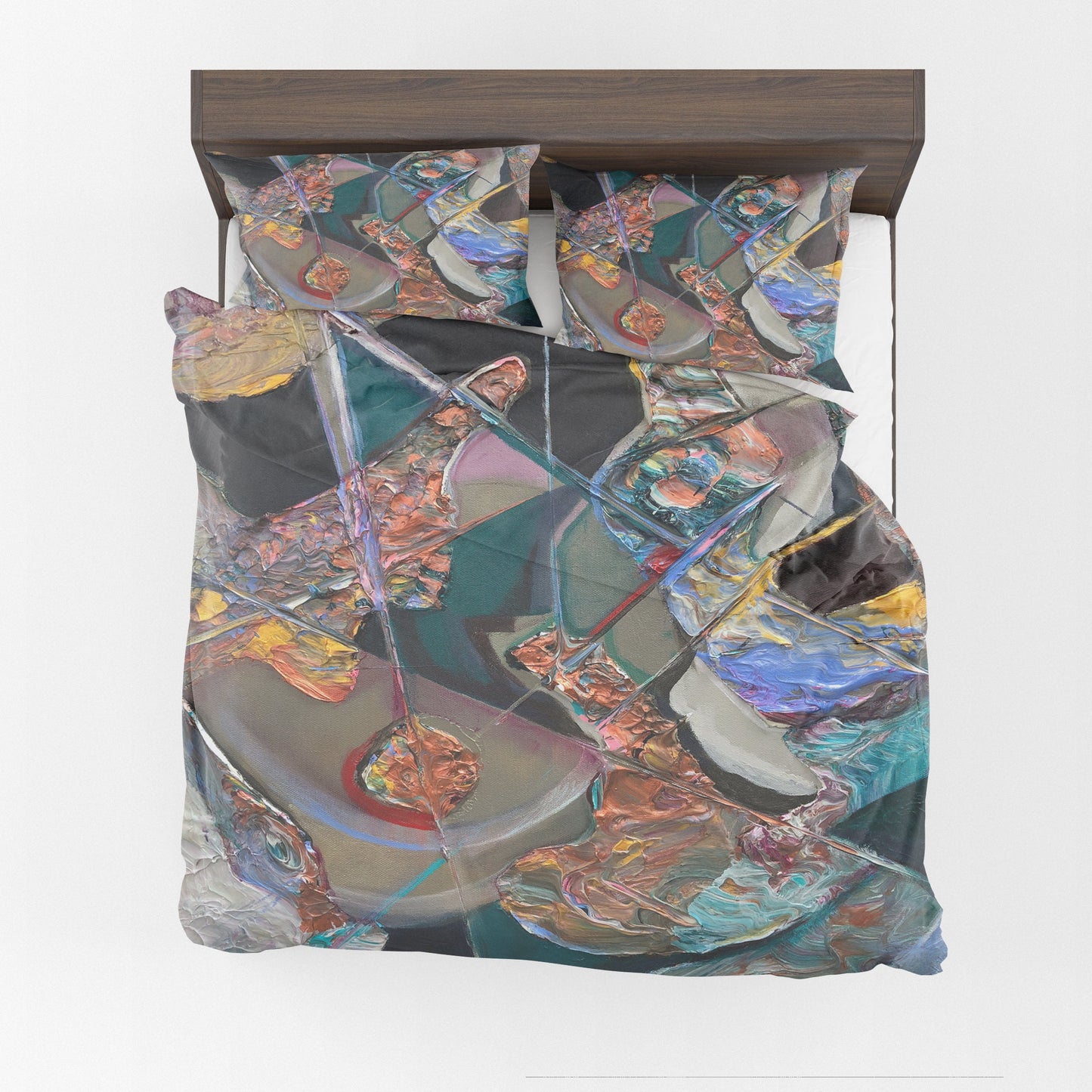 Abstract Art Duvet Cover or Comforter Artsy Colorful bedding Twin Queen King pillowcases black orange blue yellow artwork colorful bed sets
