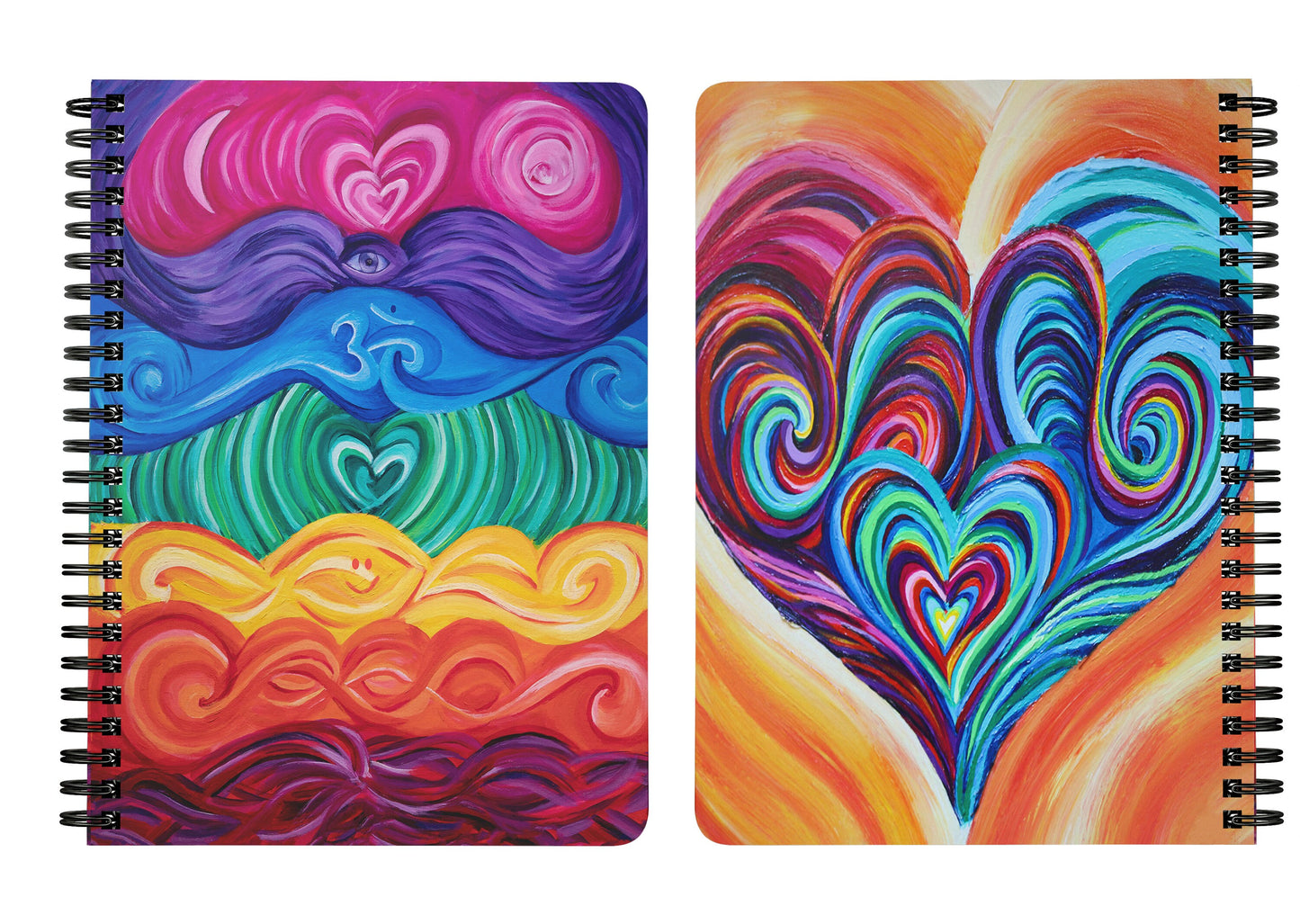 Chakra Hearts Spiral Notebook chakras Journal heart diary spiritual Notepad Unique Gift Rainbow Cheap Gifts Cute Artsy Gift colorful