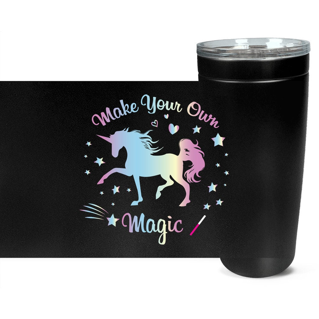 Unicorn Travel Mug Make Your Own Magic 20oz Insulated Stainless Steel Unique Gift Unicorn Travel Mug Unicorns Travel Mug Black Tumbler