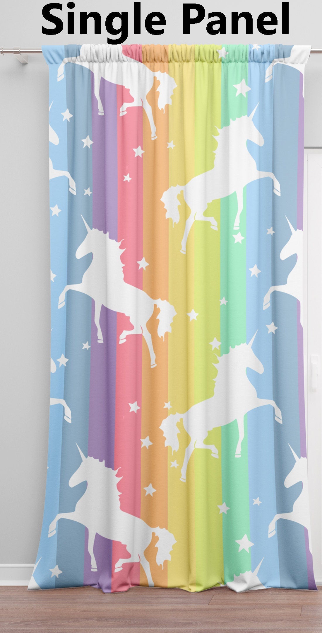Rainbow Unicorn Window Curtains Girly Drapery unicorns Curtain Panels childrens window treatment colorful rainbow curtain kids curtains decr