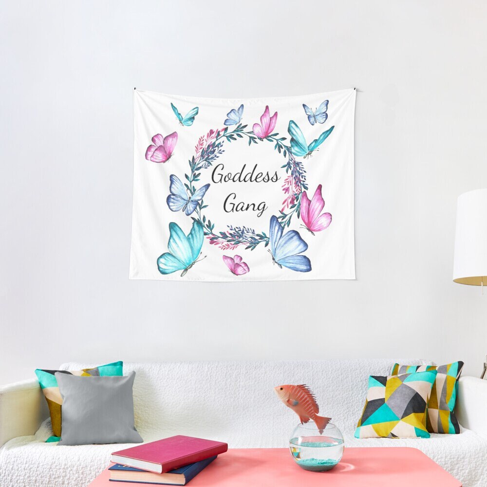 Goddess Gang Tapestry Girly Wall Hanging Goddess Tapestries Girls Room Butterflies Wall Decor butterfly Godess Dcor Dorm Decor Goddess Wall