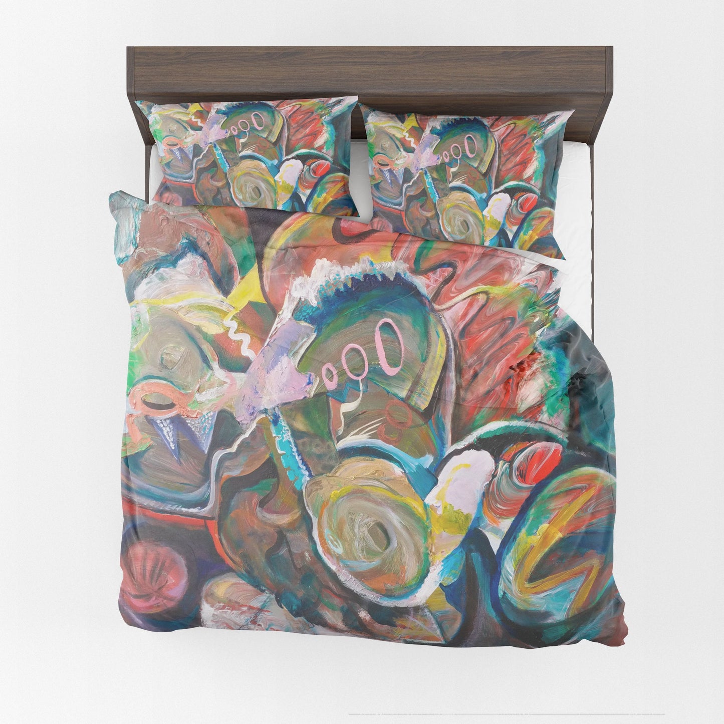 Abstract Art Duvet Cover or Comforter Artsy Colorful bedding Twin Queen King bed sets Unique gift red orange blue yellow artwork colorful