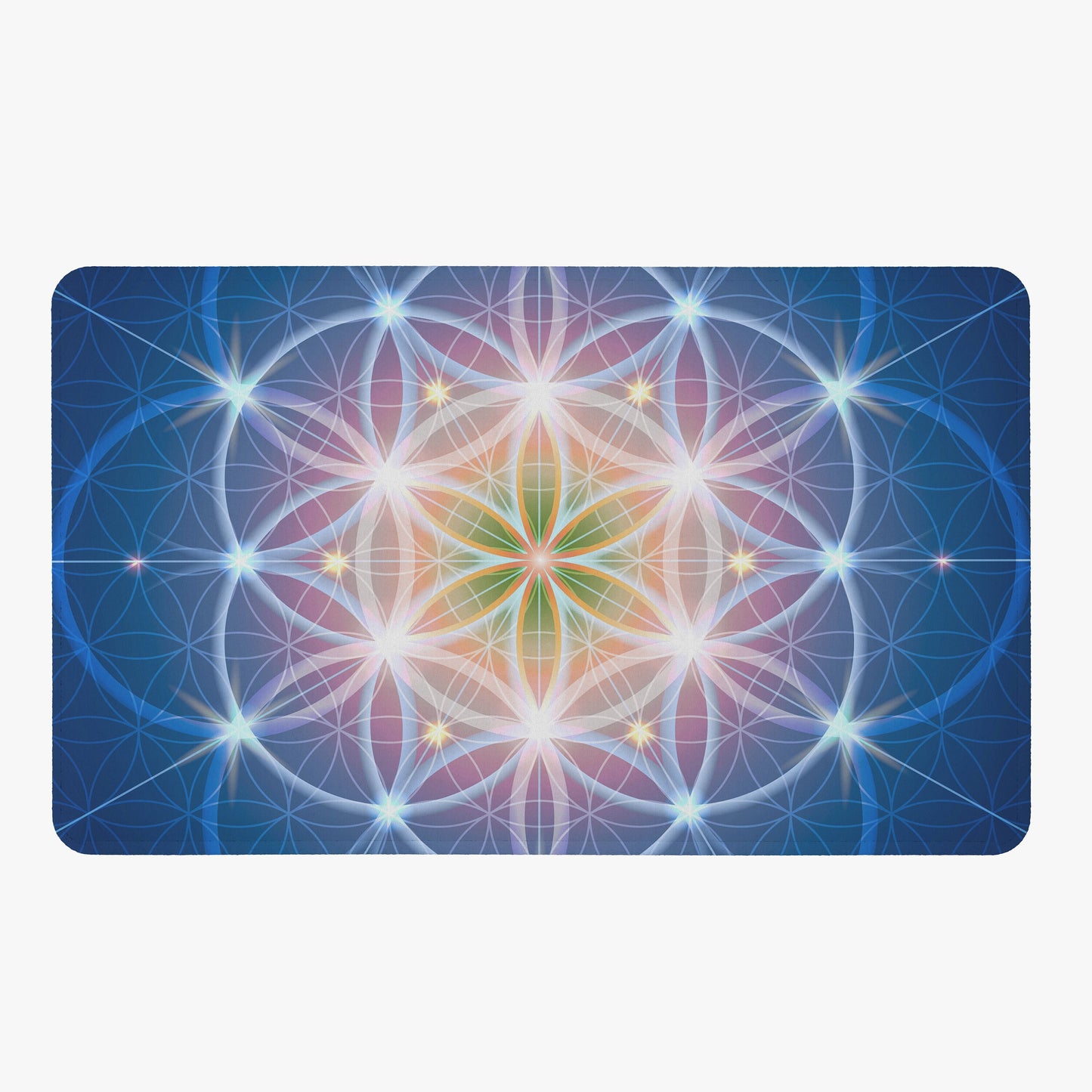 Blue Sacred Geometry Shower Curtain bath mat spiritual shower curtain yoga shower curtains flower of life rug yellow shower curtains