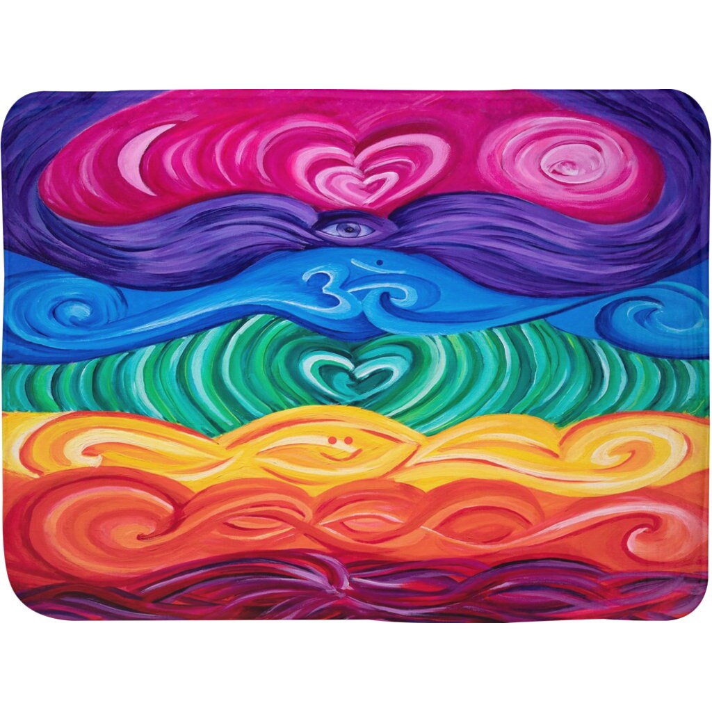 Chakra Bath Mat Colorful bath mat Unique Spiritual Gift Yoga Rainbow Rug chakras Floor mats chakra Bathroom Decor hippy psychadelic bath mat