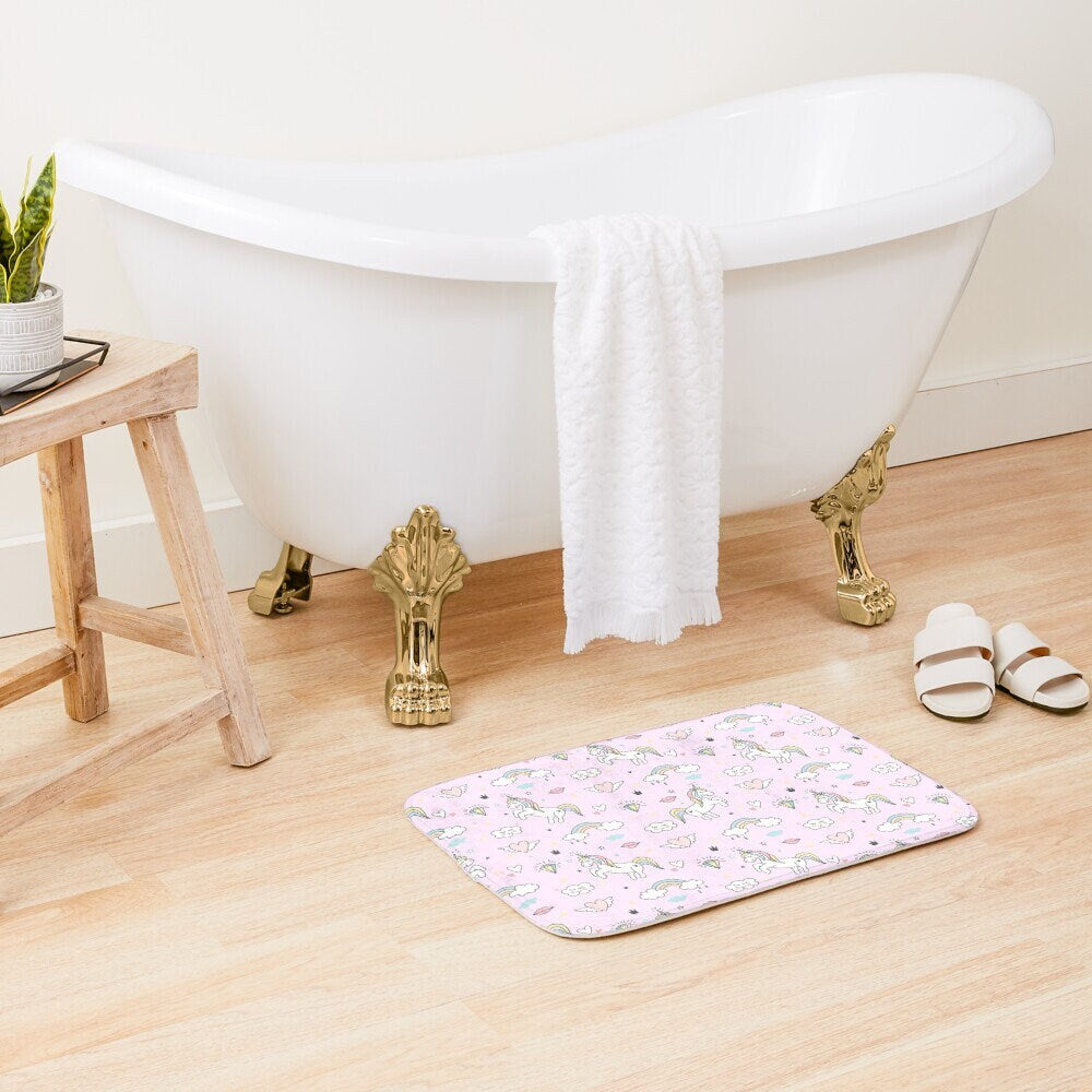 Unicorn Bath Mat unicorn bathroom unicorns decor rainbow bath mats girly bath rug girls bath mat kids bath mat rainbows bath mat hearts rug