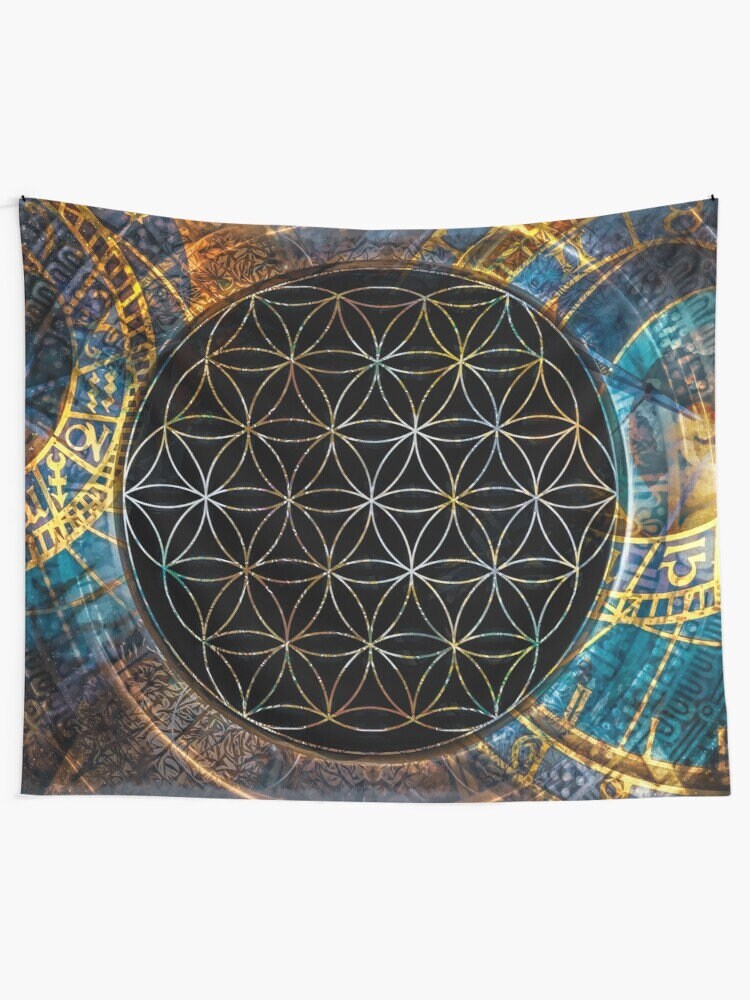 Flower Of Life Tapestry Spiritual Tapestry Zodiac Wall Hanging Sacred Geometry Tapestry Yoga Wall Decor Fibonacci Tapestry Spiritual