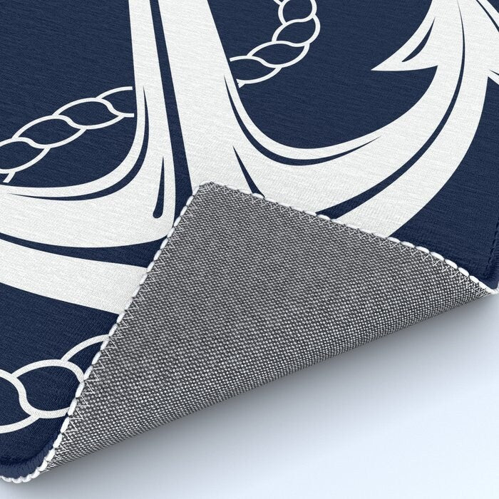 Anchor Rug nautical Rug boaters Rugs navy white Floor Rug beachy Rugs 3x5 4x6 5x7 5x8 8x10 Large rug beach decor anchors rope boating