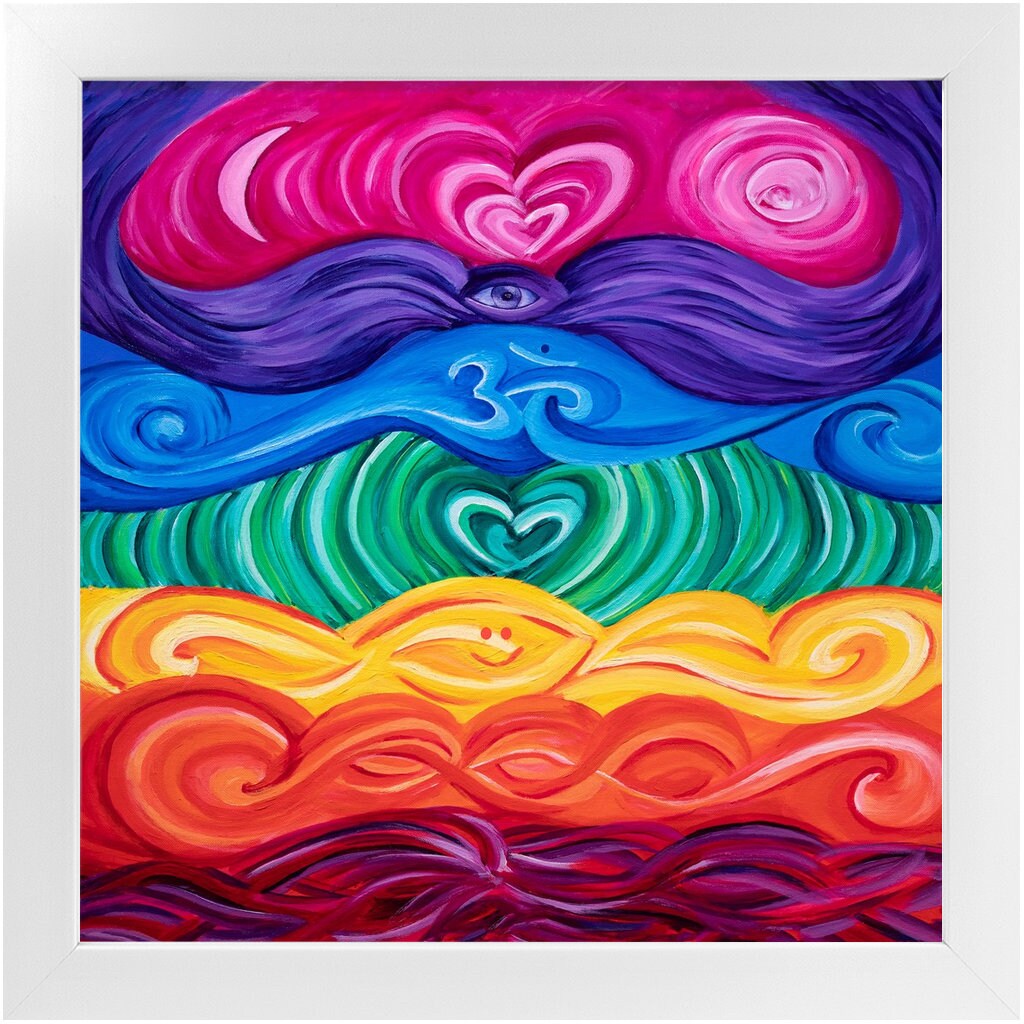 Chakra Art Canvas Wrap or Art print Unique Gift Spiritual gifts Chakras gift chakra Decor hippy art psychadelic colorful yoga art rainbow