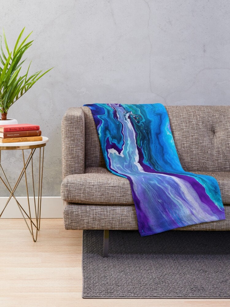 Blue Purple blanket psychadelic blanket ocean throw blanket Colorful Kids Baby Unique Throw Blanket Couch hippy psychedelic soft