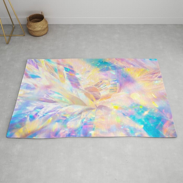 Fairy Rug Princess Rug Colorful Rug Rainbow Floor Rug Pink Mat girly rug glittery Rugs 2x3 3x5 4x6 5x7 Large rugs girls pastel decor