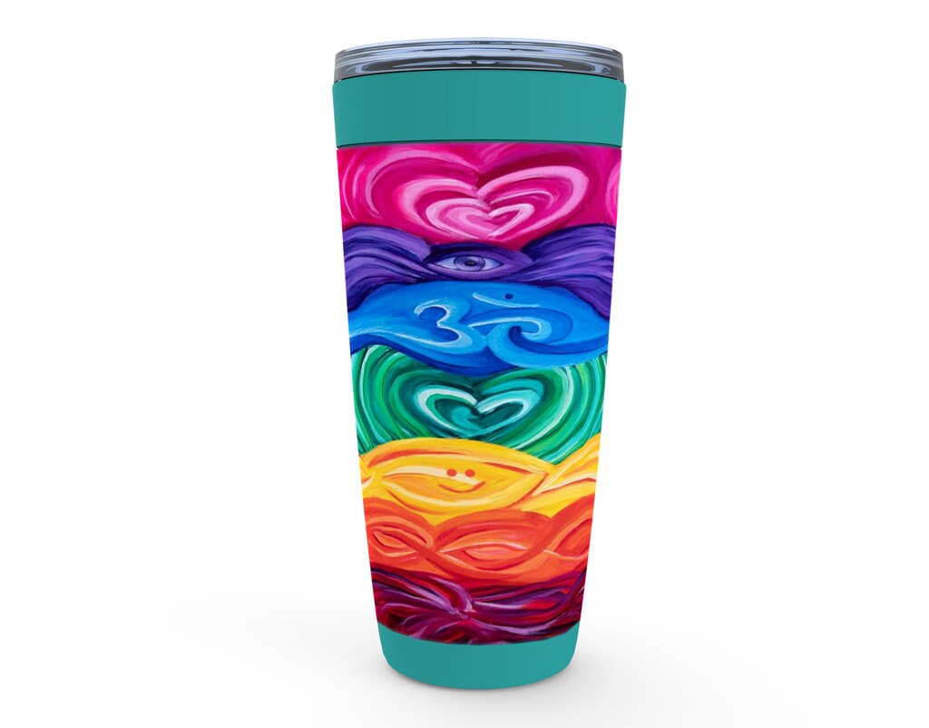 Chakra Travel Mug 20oz Insulated Stainless Steel Unique Gift Spiritual Travel Mug Meditation Yoga Travel Mug Chakras Canteen Chakra Coffee
