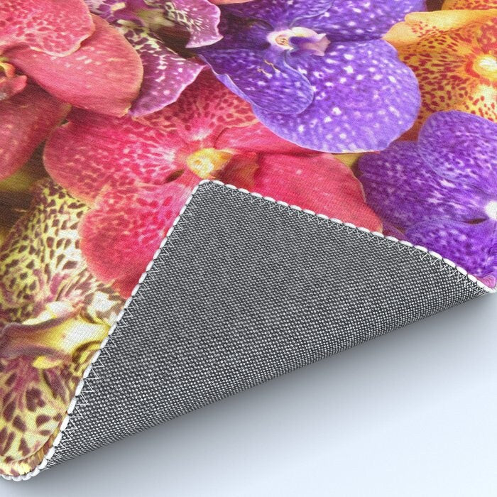 Pink Purple Flowers Rug Floral Rug flower Floor Rug botanical Rugs round 3x5 4x6 5x8 Large floral rugs yellow