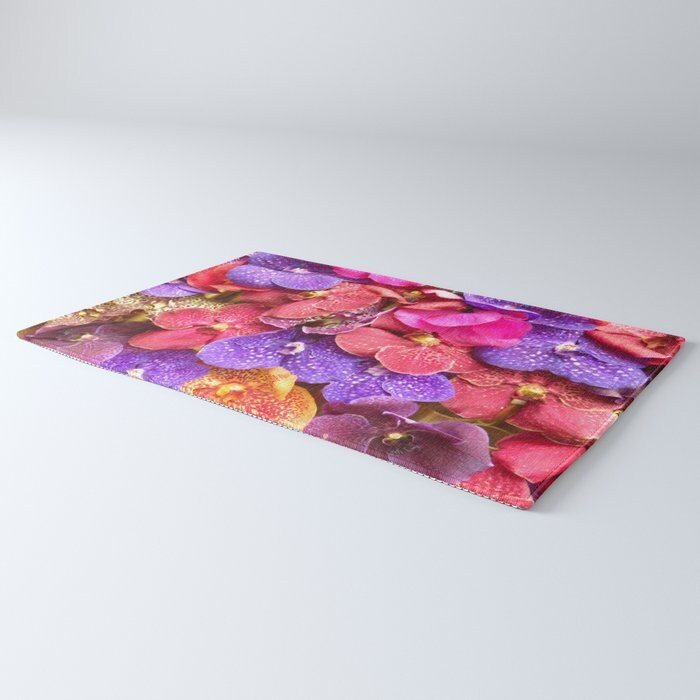 Pink Purple Flowers Rug Floral Rug flower Floor Rug botanical Rugs round 3x5 4x6 5x8 Large floral rugs yellow