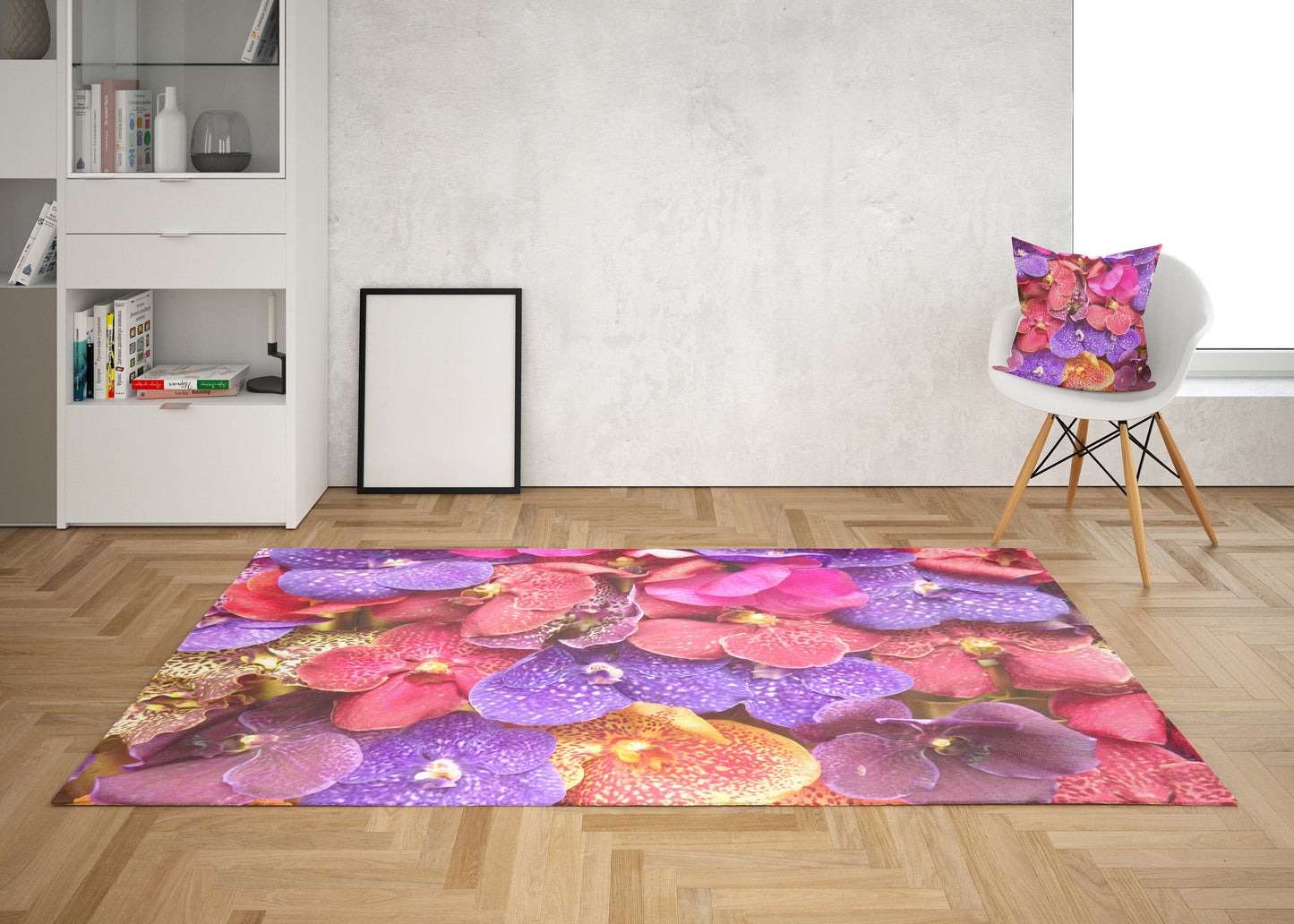 Pink Purple Flowers Rug Floral Rug flower Floor Rug botanical Rugs round 3x5 4x6 5x8 Large floral rugs yellow