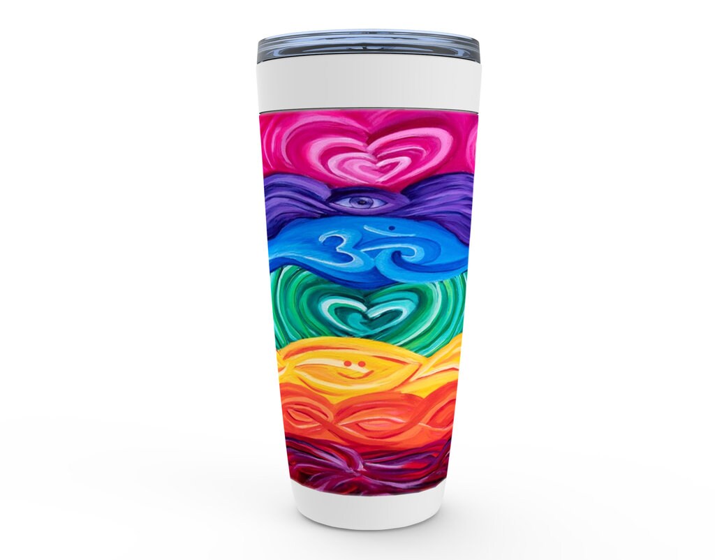 Chakra Travel Mug 20oz Insulated Stainless Steel Unique Gift Spiritual Travel Mug Meditation Yoga Travel Mug Chakras Canteen Chakra Coffee