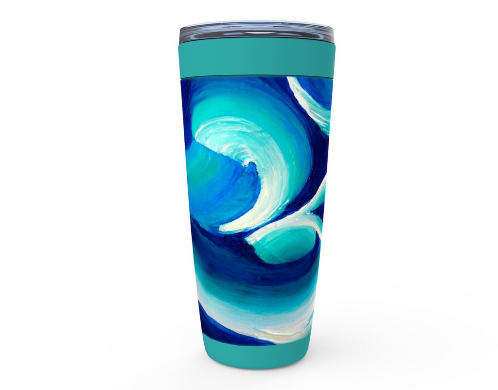 Blue Travel Mug 20oz Insulated Stainless Steel Unique Gift Mug Meditation Travel Mug Blue Artsy Aqua