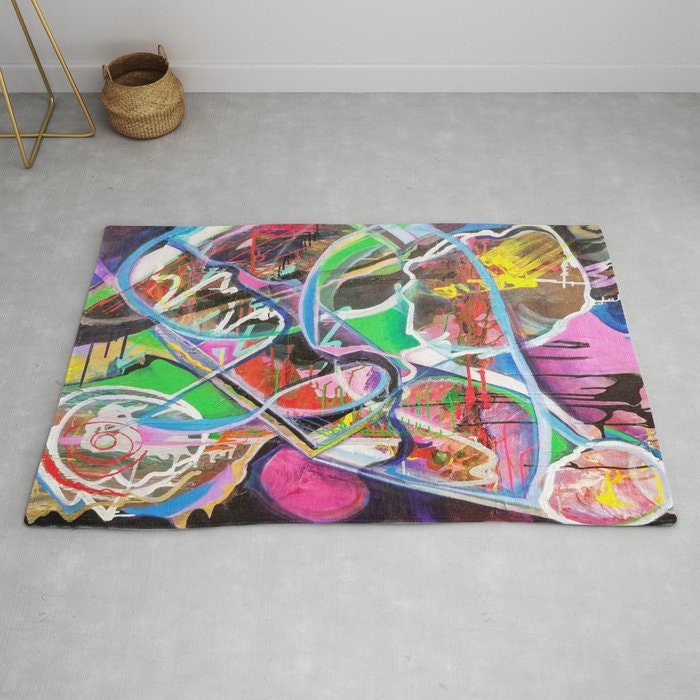 Colorful Abstract Pop Art Rug graffiti Rugs 2x3 3x5 4x6 5x7 Large colorful rugs grafiti decor abstract art floor mat pink green rugs round