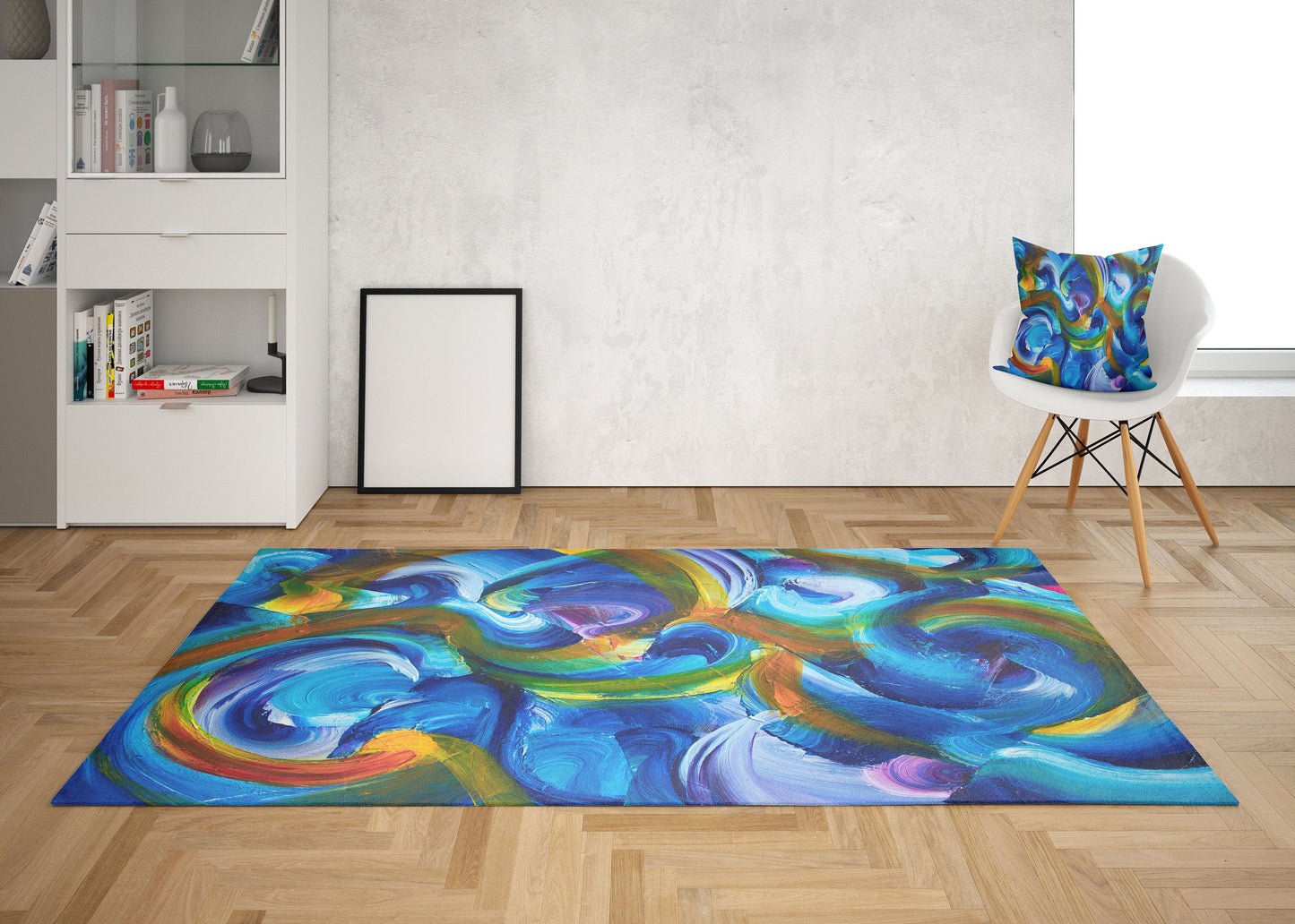 Abstract Art Rug Blue Rugs swirly unique Rugs 2x3 3x5 4x6 5x7 8x10 9x12 Large rug red colorful bright floormat
