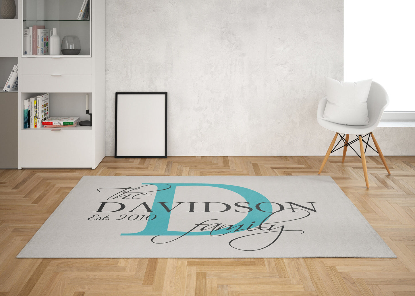 Custom Name Rug monogram Rug blue Floor Rug gray customized rugs personalized rug wedding gift last name rug