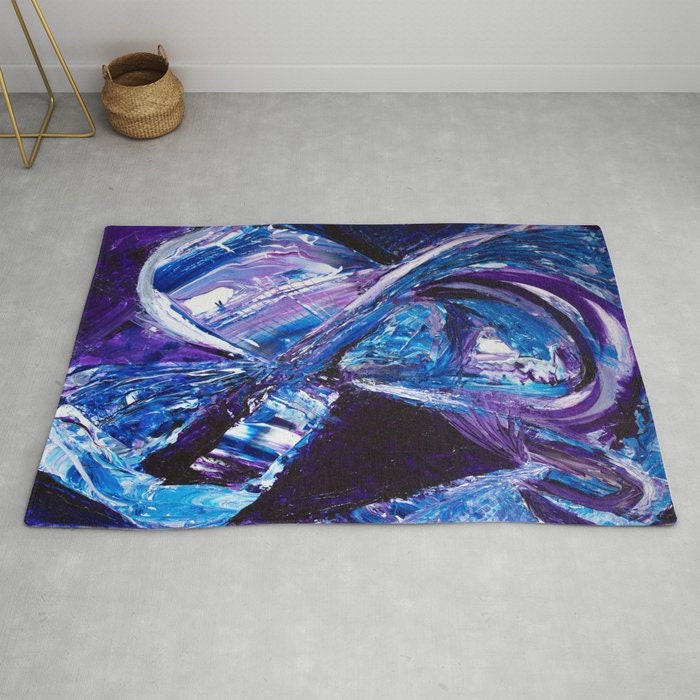 Abstract Art Rug Blue Rugs purple unique Rugs 2x3 3x5 4x6 5x7 8x10 9x12 Large rug abstract art colorful floormat