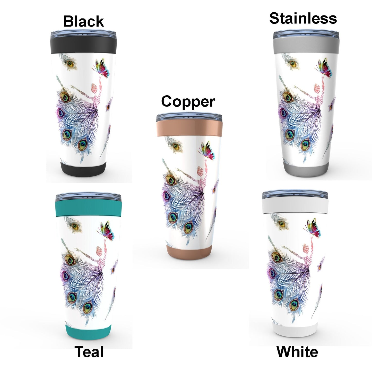 Peacock Dancer Travel Mug 20oz Insulated Stainless Steel Butterfly Travel Mug dancers Travel Mug feathers Canteen