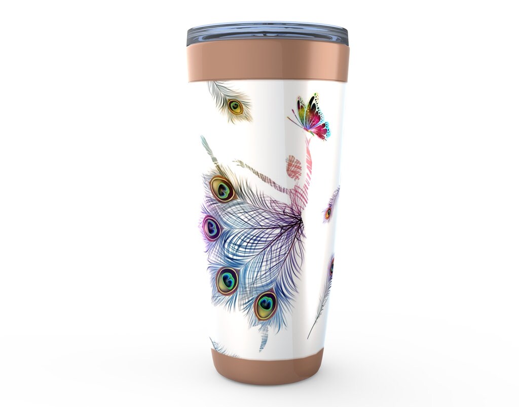 Peacock Dancer Travel Mug 20oz Insulated Stainless Steel Butterfly Travel Mug dancers Travel Mug feathers Canteen