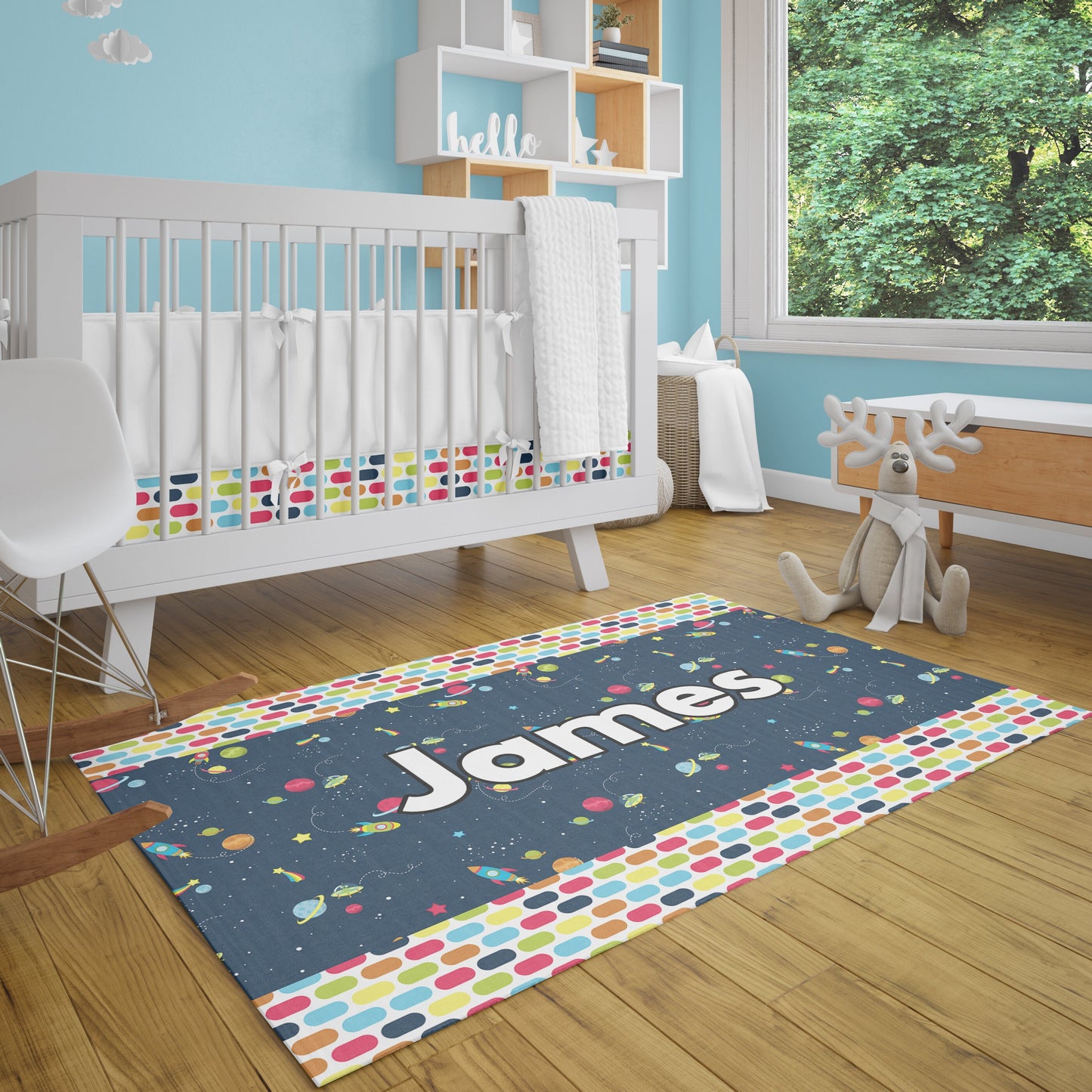 Custom Space Rug personalised rug colorful planets girls boys kids name personalized floor matt customized rugs nursery rug