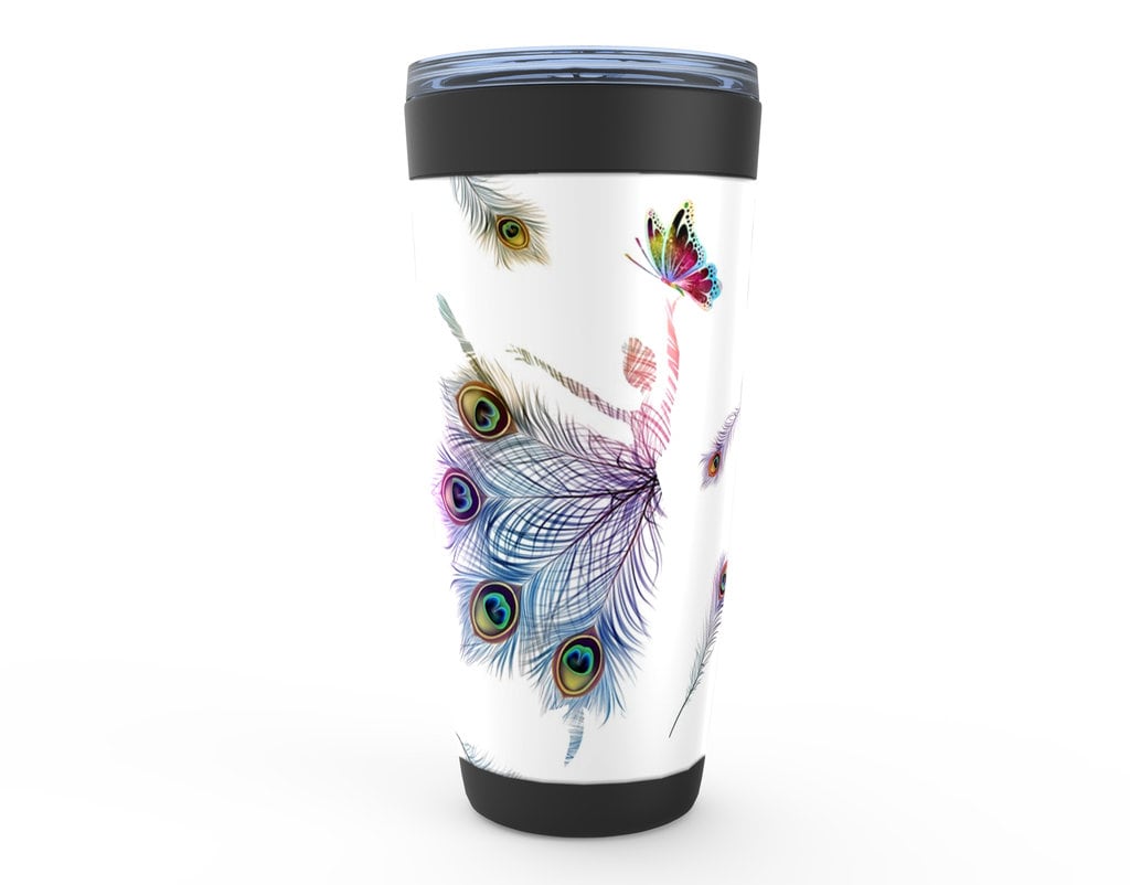 Peacock Dancer Travel Mug 20oz Insulated Stainless Steel Butterfly Travel Mug dancers Travel Mug feathers Canteen