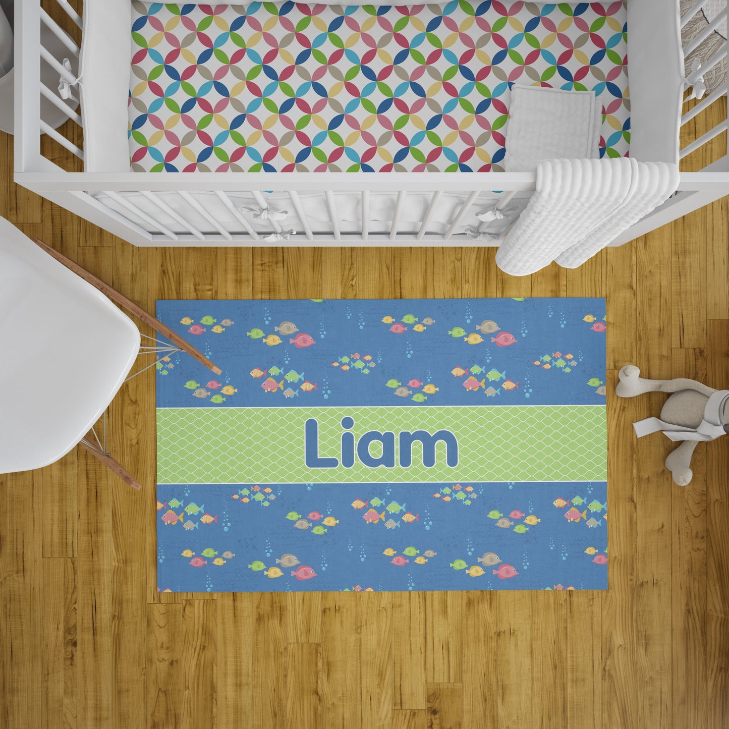 Custom Fish Rug personalised rug colorful nursery girls boys kids name personalized floor matt customized rugs nursery rug blue green