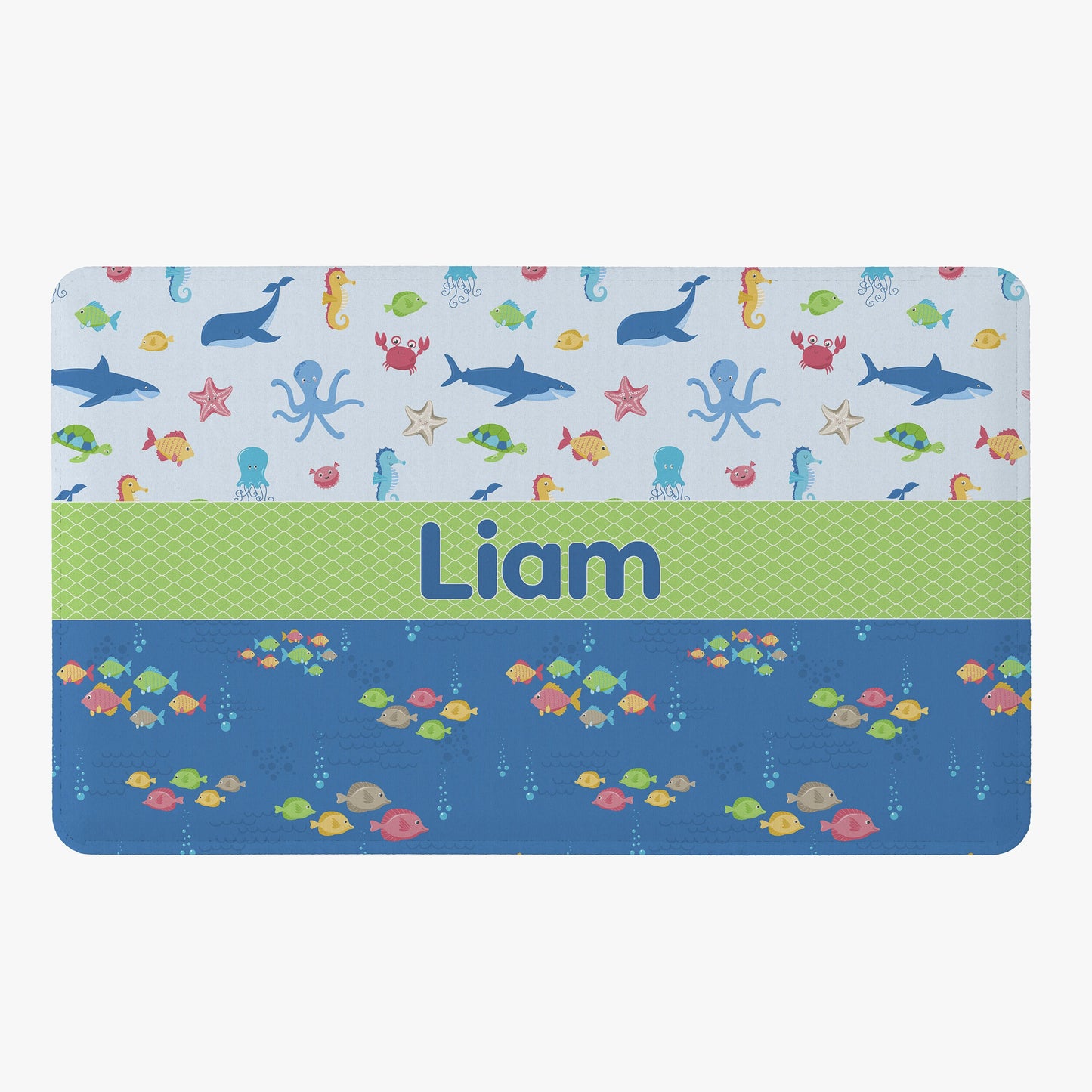 Custom Kids Name Shower Curtain Personalized shower curtains customized ocean bathroom cute fish underwater blue green
