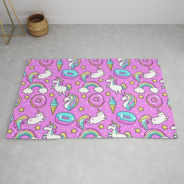 Unicorn Rug caticorn Rug unicorns Rug unicorn Floor Rug rainbow Rugs 3x5 4x6 5x8 9x12 Large unicorn rugs unicorn decor girly rugs kids rug